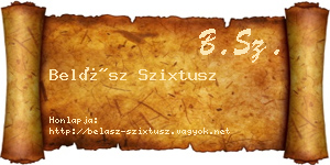 Belász Szixtusz névjegykártya